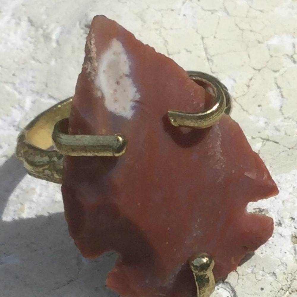 STONE RING ARROWHEAD Chalcedony/Quartz Ring Earth Tones